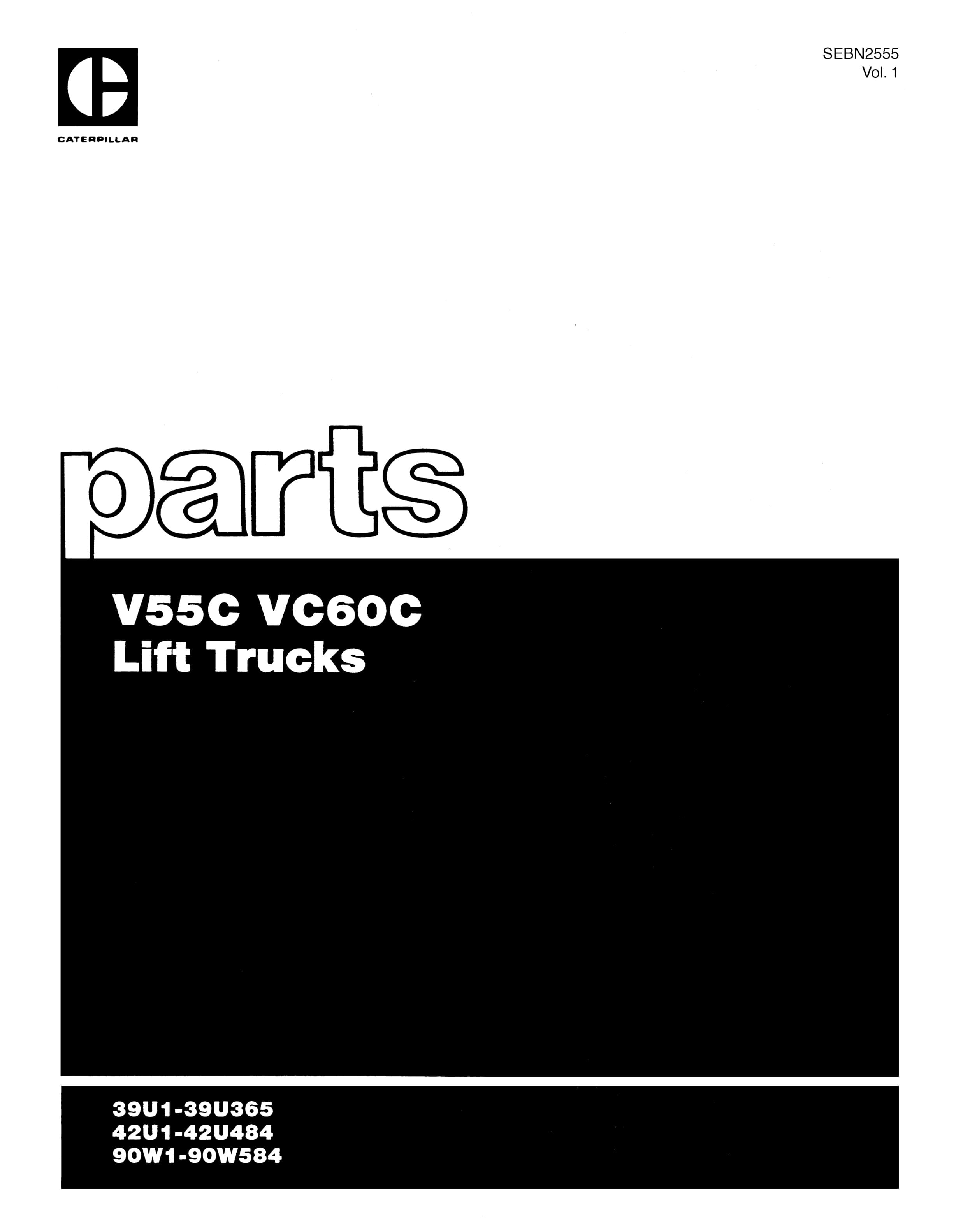 Caterpillar V55C, VC60C Lift Trucks Parts Manual SEBN2555