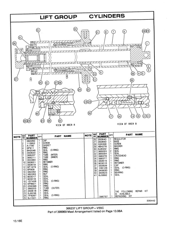 Caterpillar V55C, VC60C Lift Trucks Parts Manual SEBN2555-5