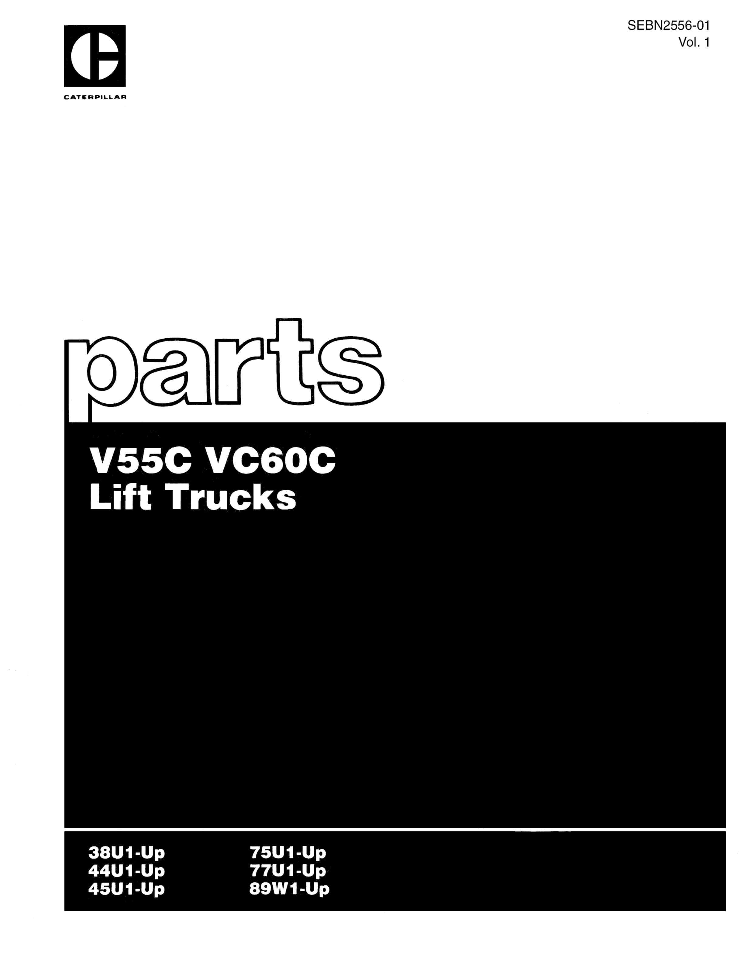 Caterpillar V55C, VC60C Lift Trucks Parts Manual SEBN2556-01