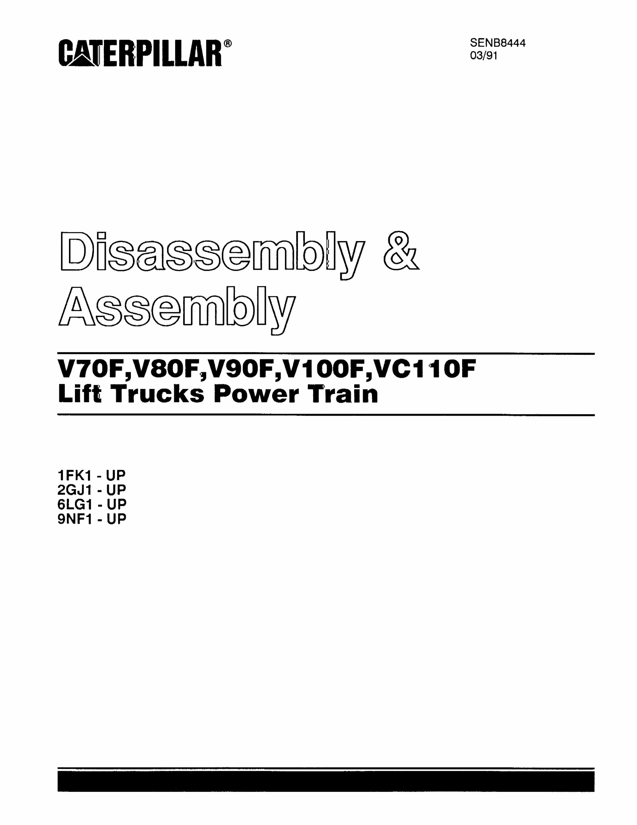 Caterpillar V70F to VC110F Lift Trucks Power Train Disassembly and Assembly SENB8444