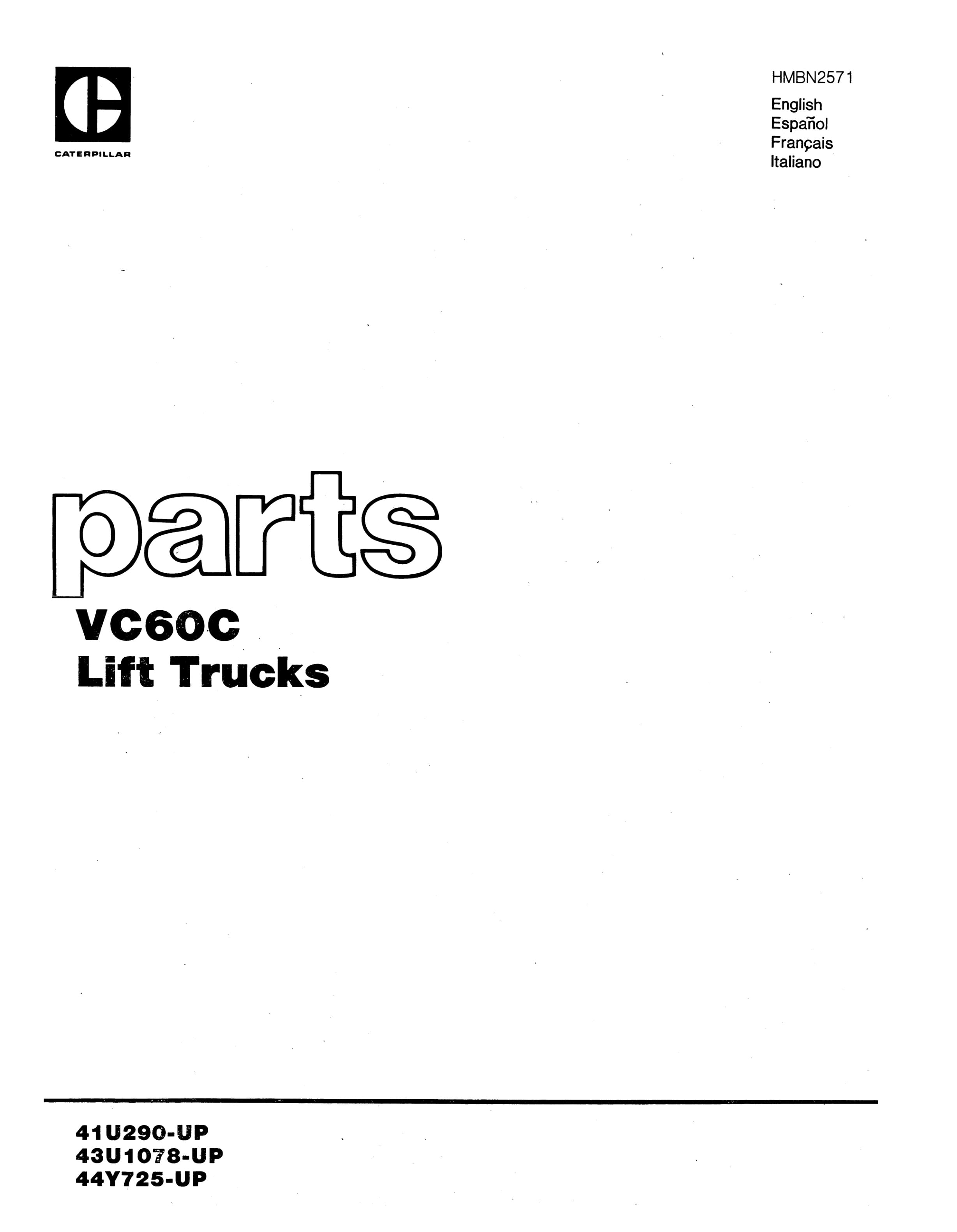 Caterpillar VC60C Lift Truck Parts Manual HMBN2571