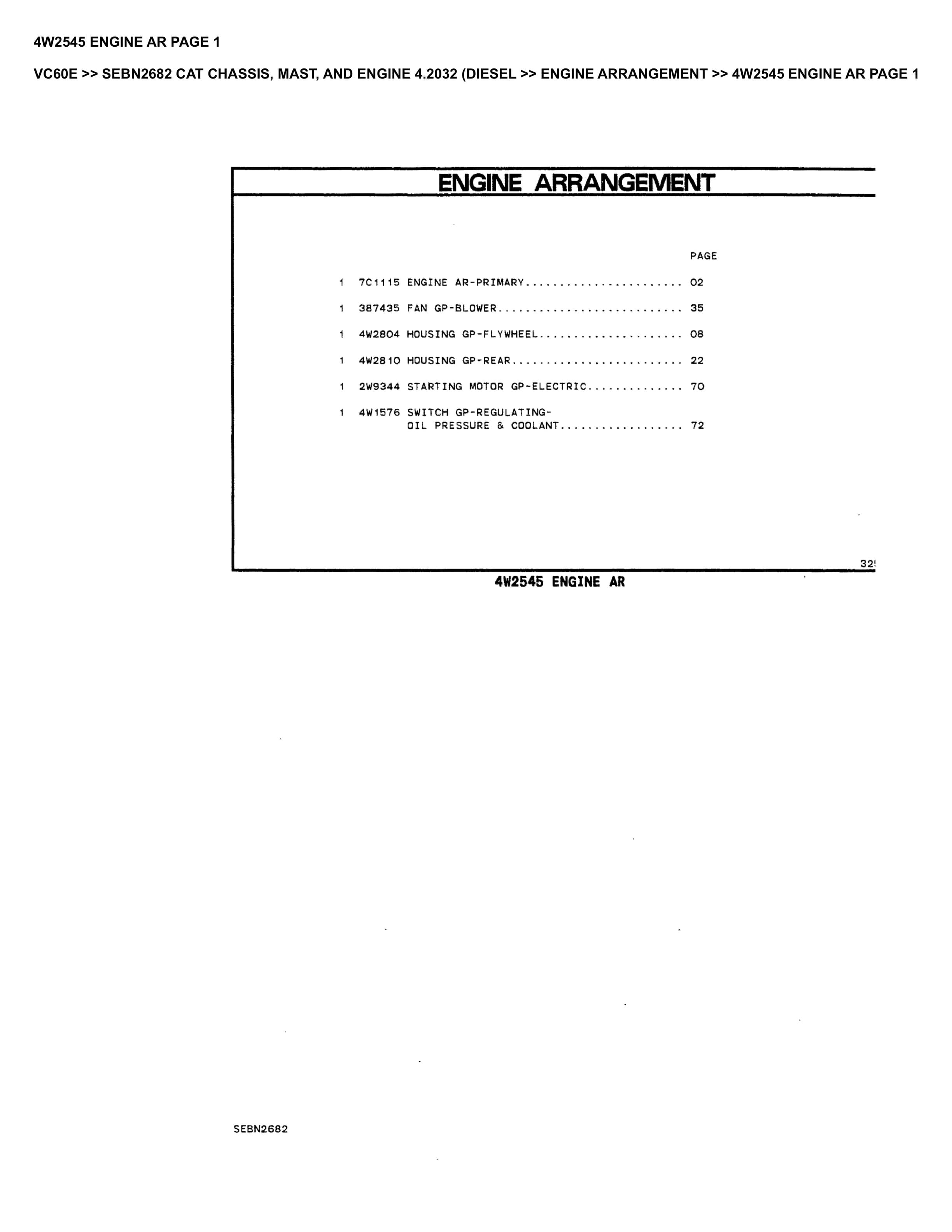 Caterpillar VC60E Parts Manual SEBN2682