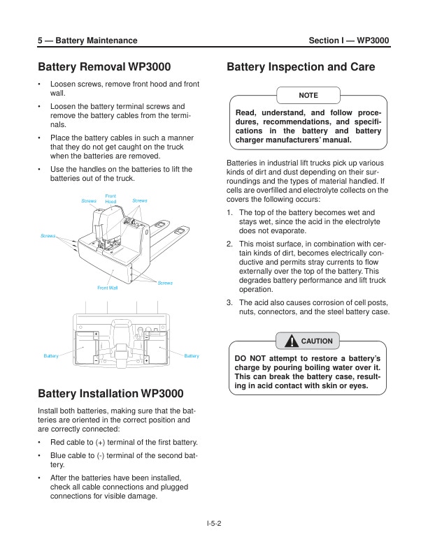 Alternative view of Caterpillar WP3000(AC), WP4500(AC), WP6000(DC) Service Manual SENB6620-02