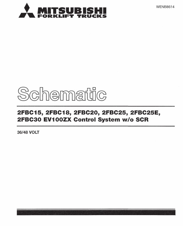 Mitsubishi 2FBC15, 2FBC18, 2FBC20, 2FBC25, 2FBC25E, 2FBC30 EV100ZX Control System w-o SCR Schematic WENB8614