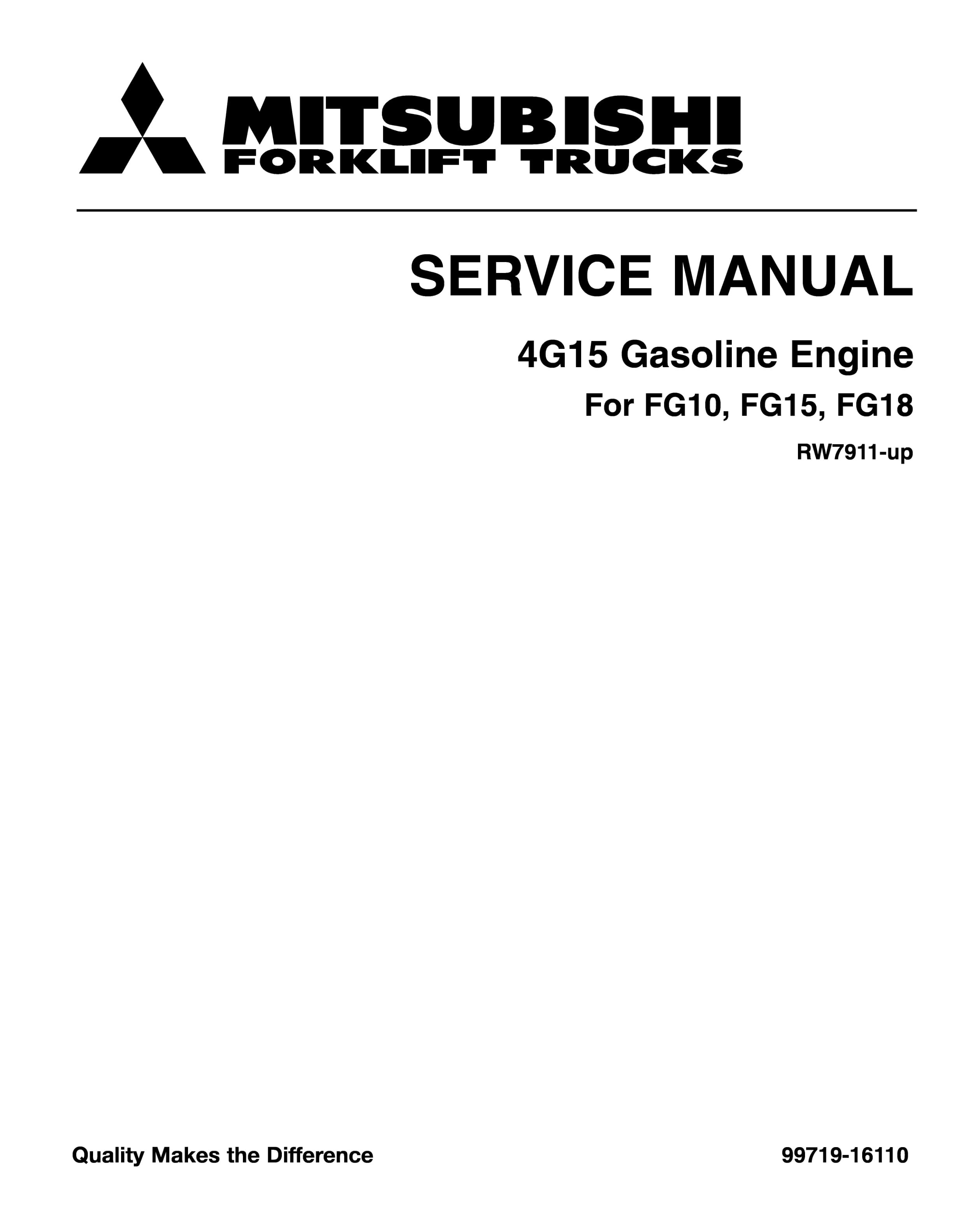 Mitsubishi 4G15 Gasoline Engine Service Manual 99719-16110