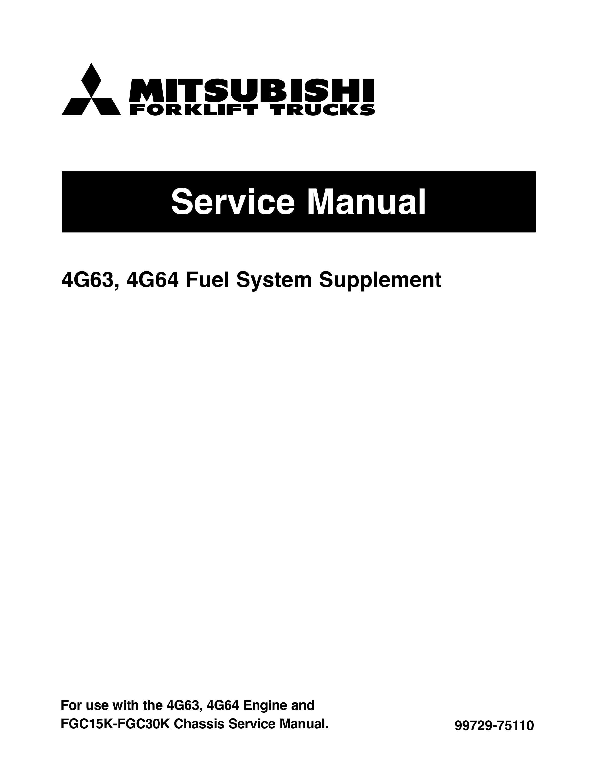 Mitsubishi 4G63, 4G64 Fuel System Supplement Service Manual 99729-75110