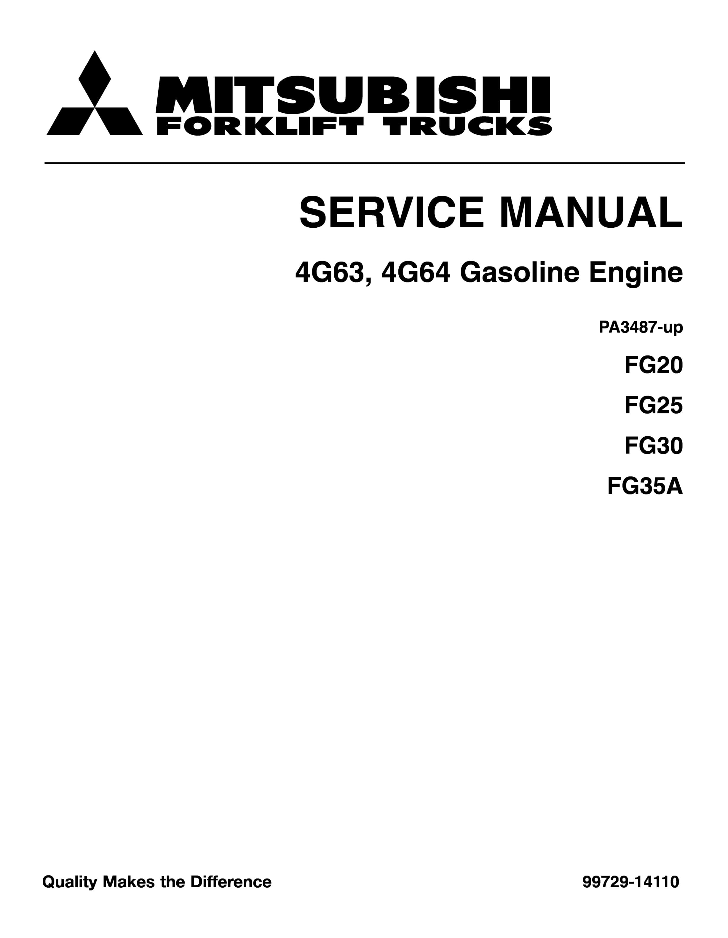 Mitsubishi 4G63, 4G64 Gasoline Engine Service Manual 99729-14110