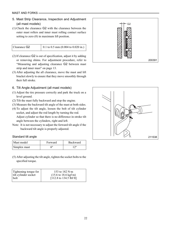 Mitsubishi 5V15D, 5V20D, 5V25D, 5V30D, 5V35D Mast Supplement Service Manual 99739-151S0-5