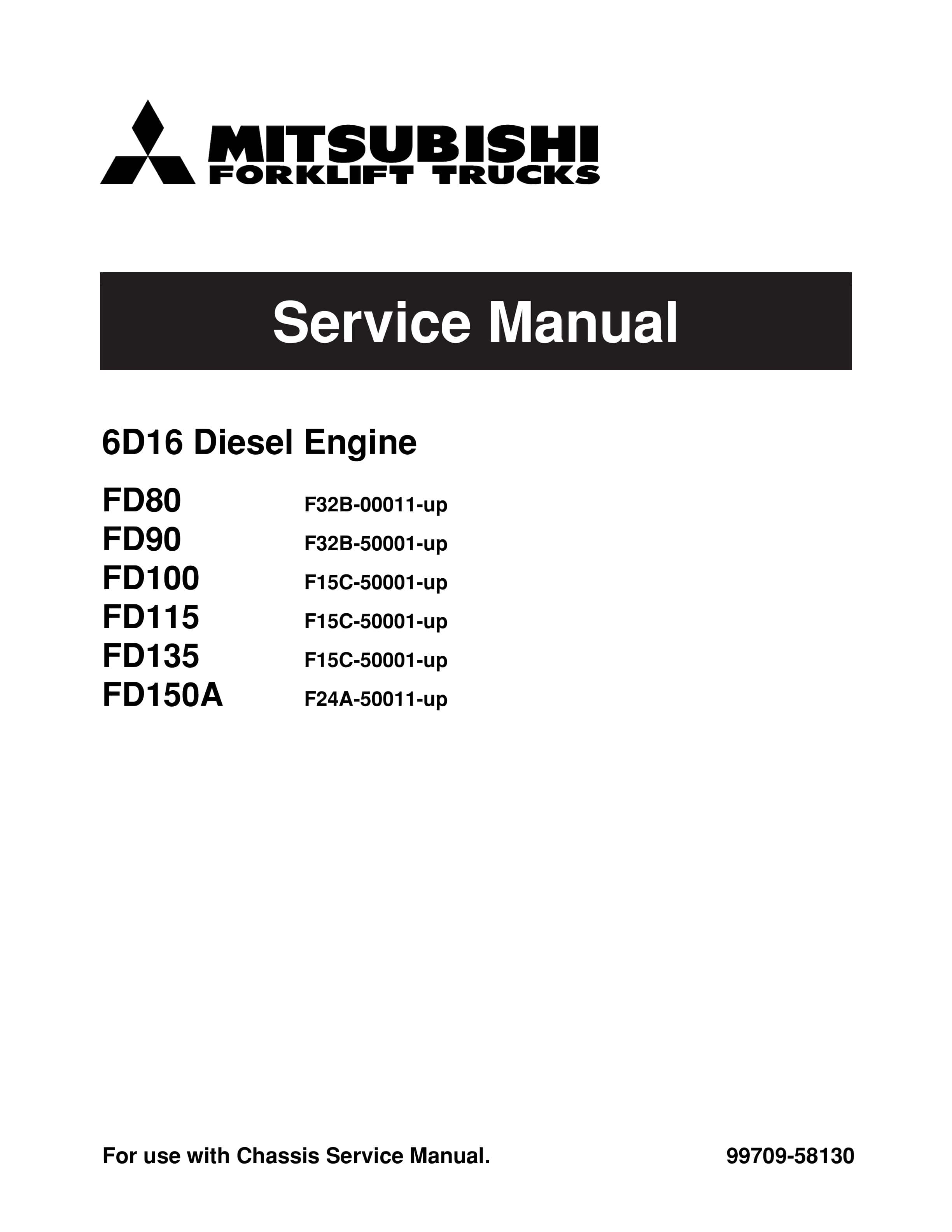 Mitsubishi 6D16 Diesel Engine Service Manual 99709-58130