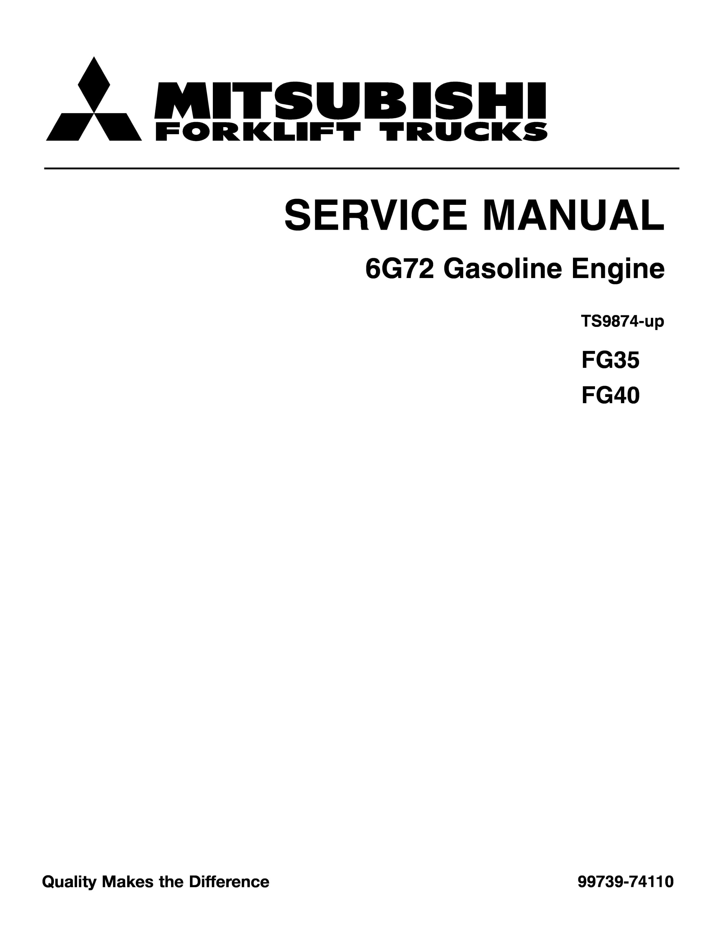 Mitsubishi 6G72 Gasoline Engine Service Manual 99739-74110 1 Mitsubishi 6G72 Gasoline Engine Service Manual 99739-74110