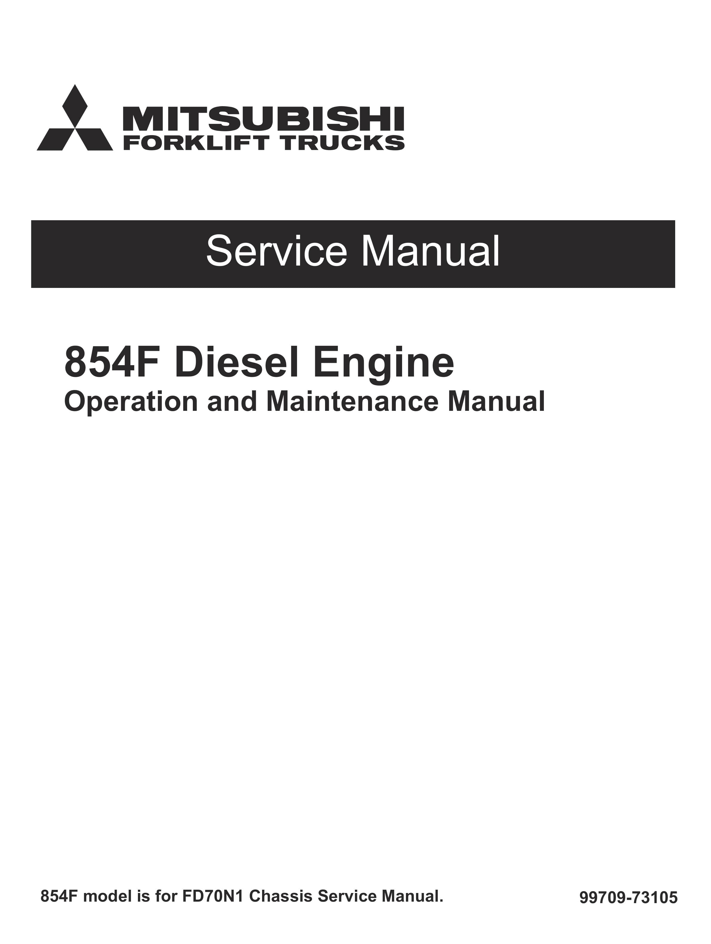 Mitsubishi 854F Diesel Engine Operation and Maintenance Manual Service Manual 99709-73105