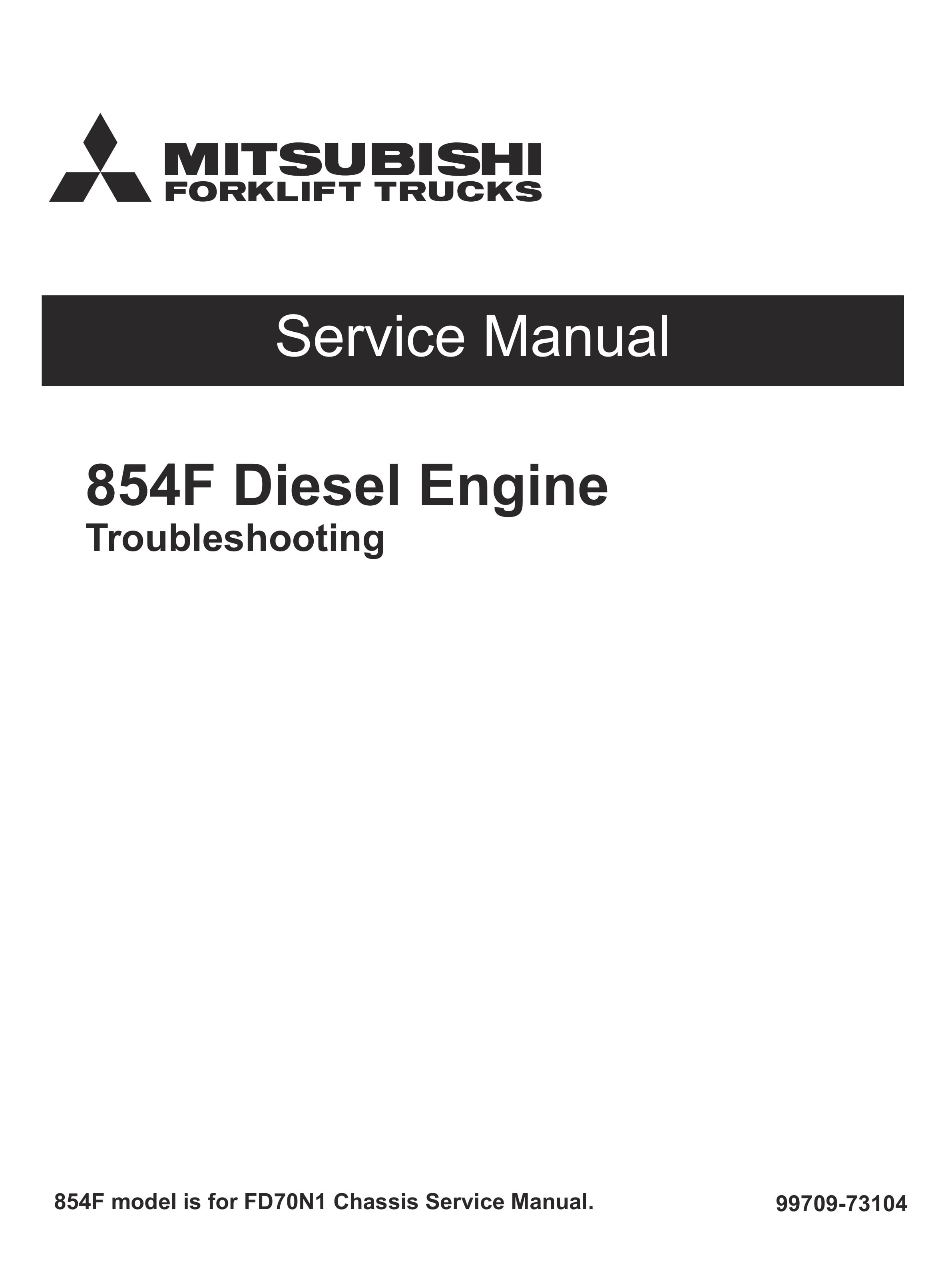 Mitsubishi 854F Diesel Engine Troubleshooting Service Manual 99709-73104