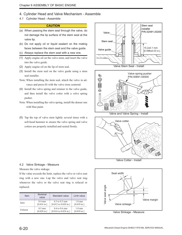 Mitsubishi D04EG-T Diesel Engine Service Manual SMEEA-AF12D-220-2
