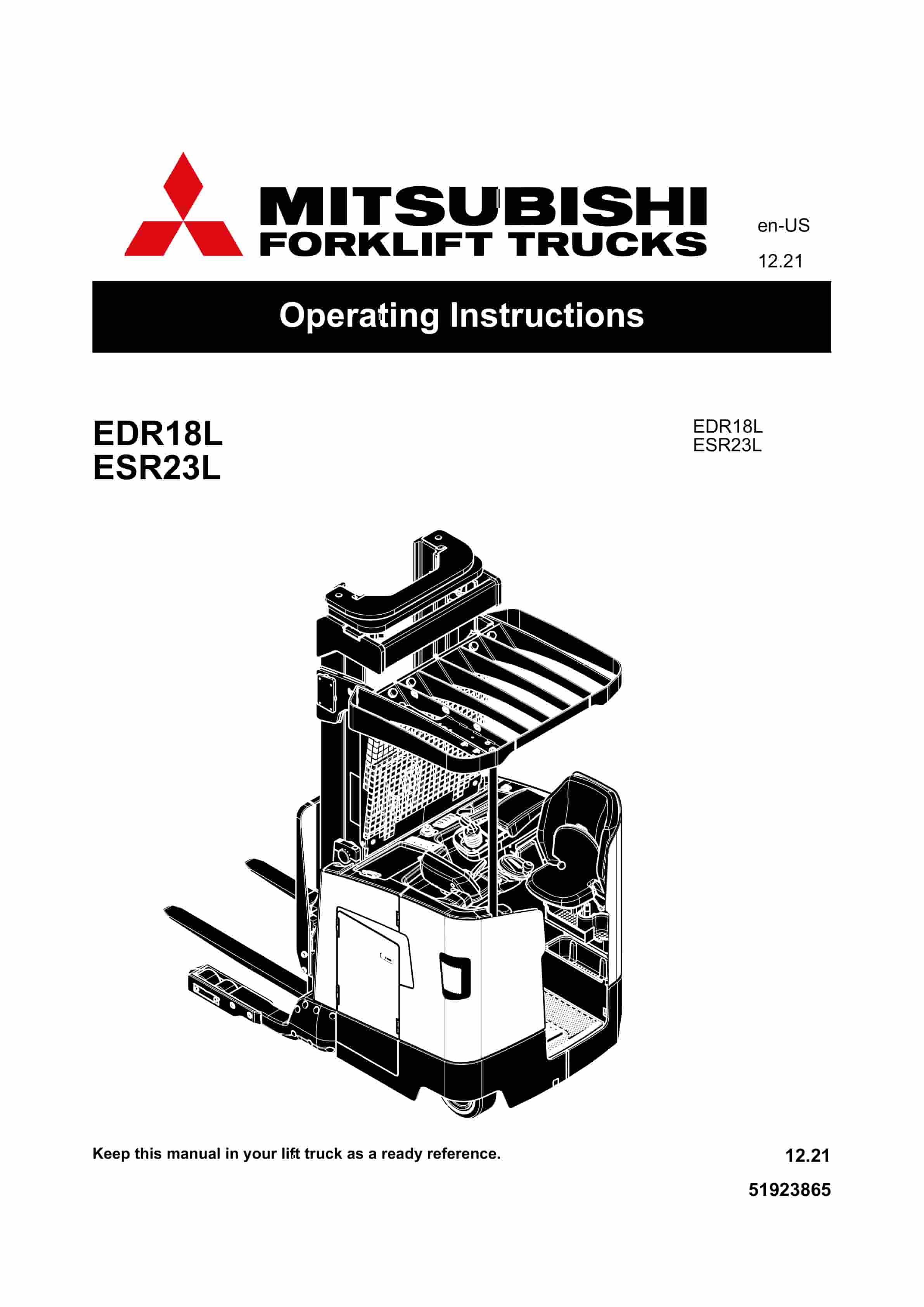 Mitsubishi EDR18L, ESR23L Operating Instructions 51923865