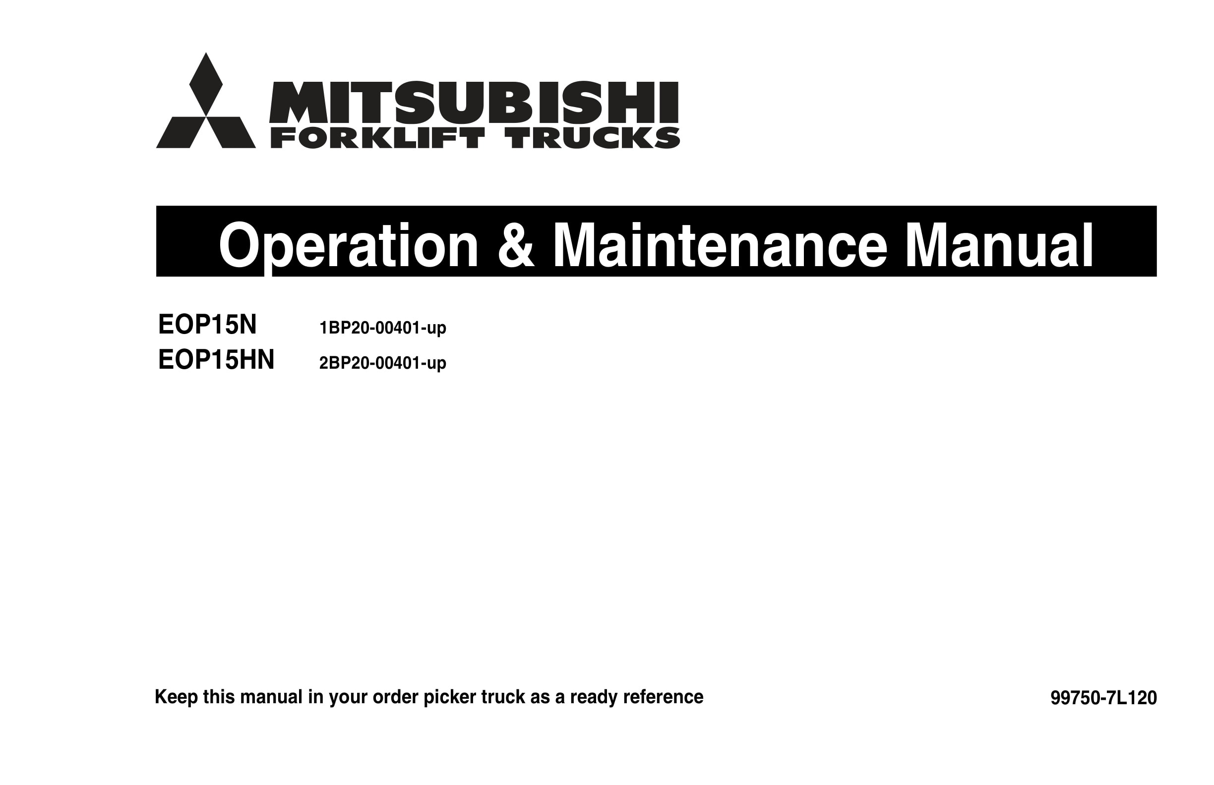 Mitsubishi EOP15N, EOP15HN Operation and Maintenance Manual 99750-7L120