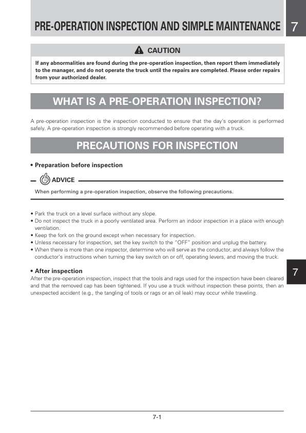 Mitsubishi EP10CB-35CB, EP20-25LCB Lift Trucks Operation and Maintenance Manual OCFEM-M22C0-200-4