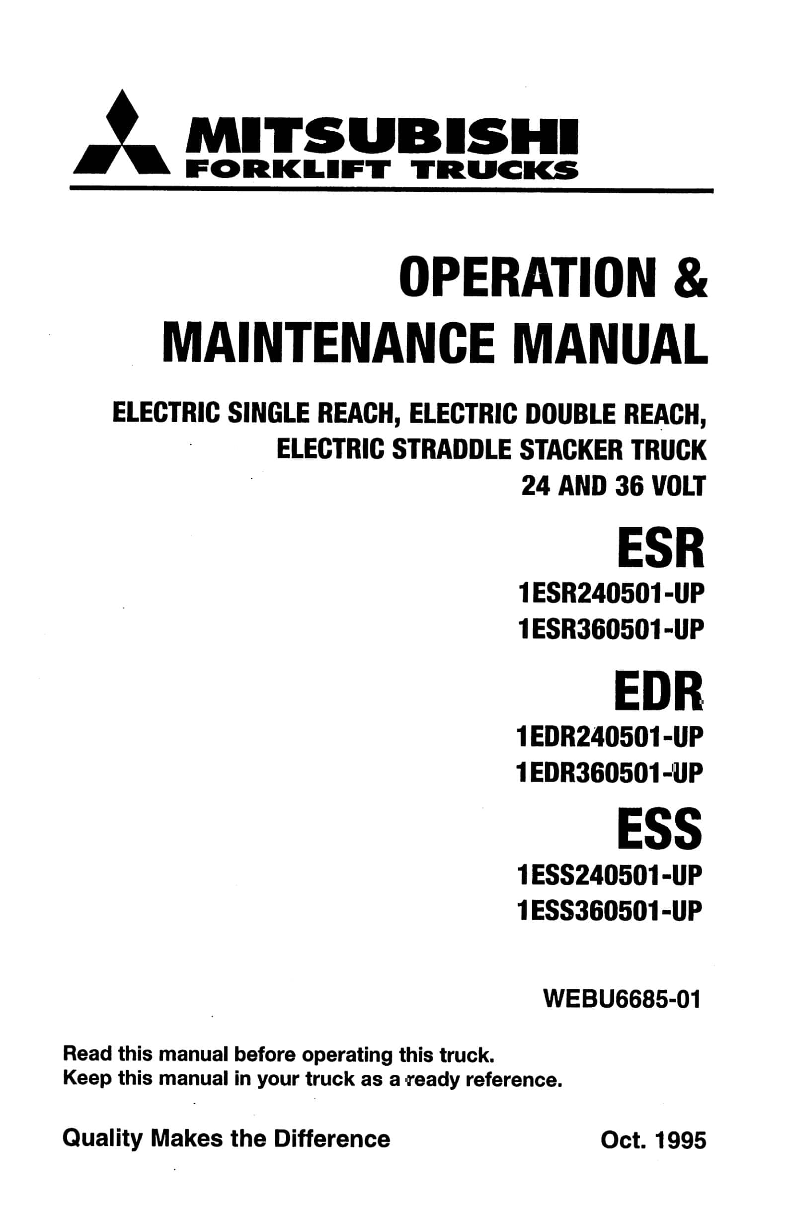 Mitsubishi ESR, EDR, ESS Operation and Maintenance Manual WEBU6685-01