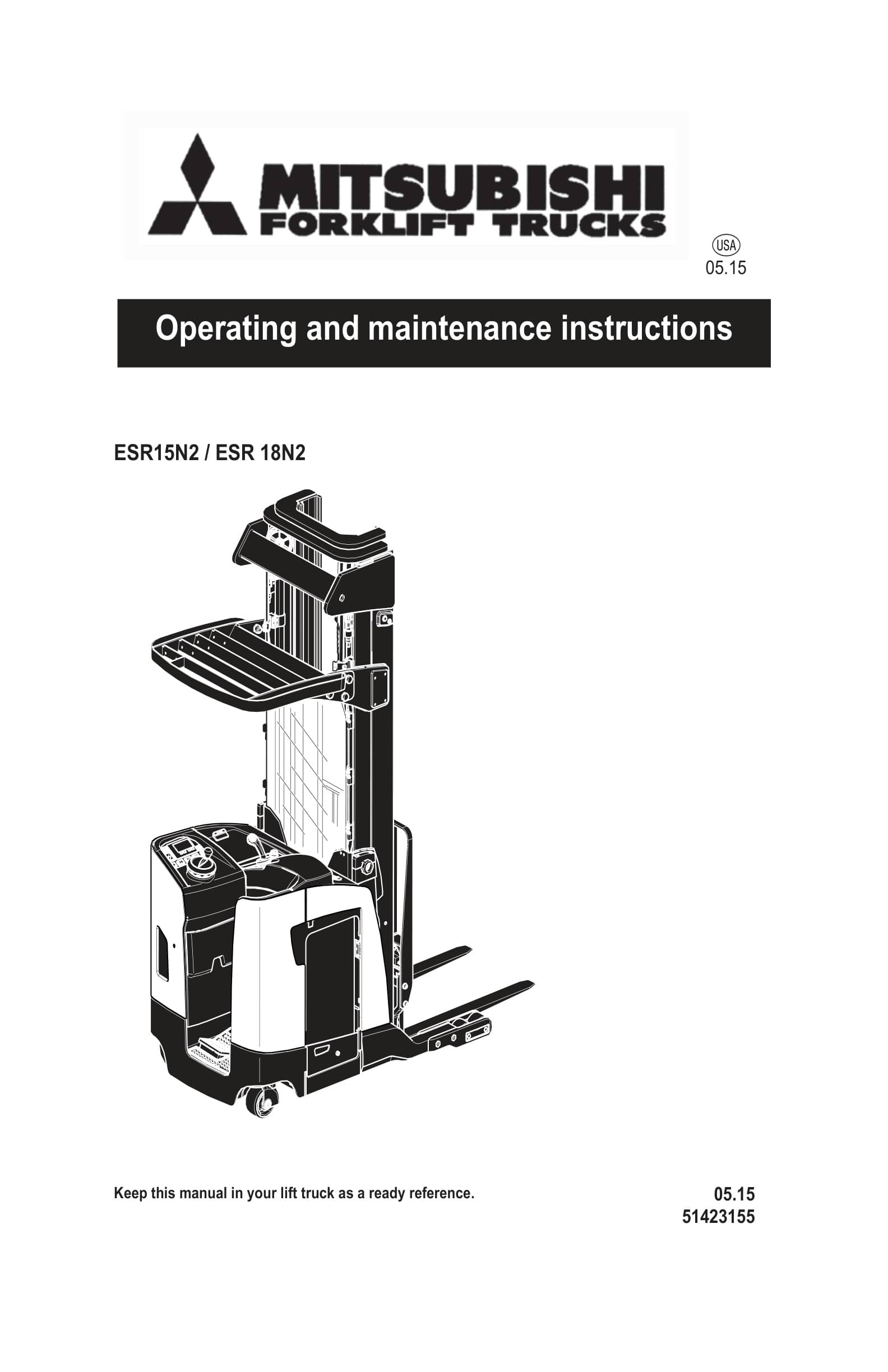 Mitsubishi ESR15N2, ESR 18N2 Operating and Maintenance Instructions 51423155