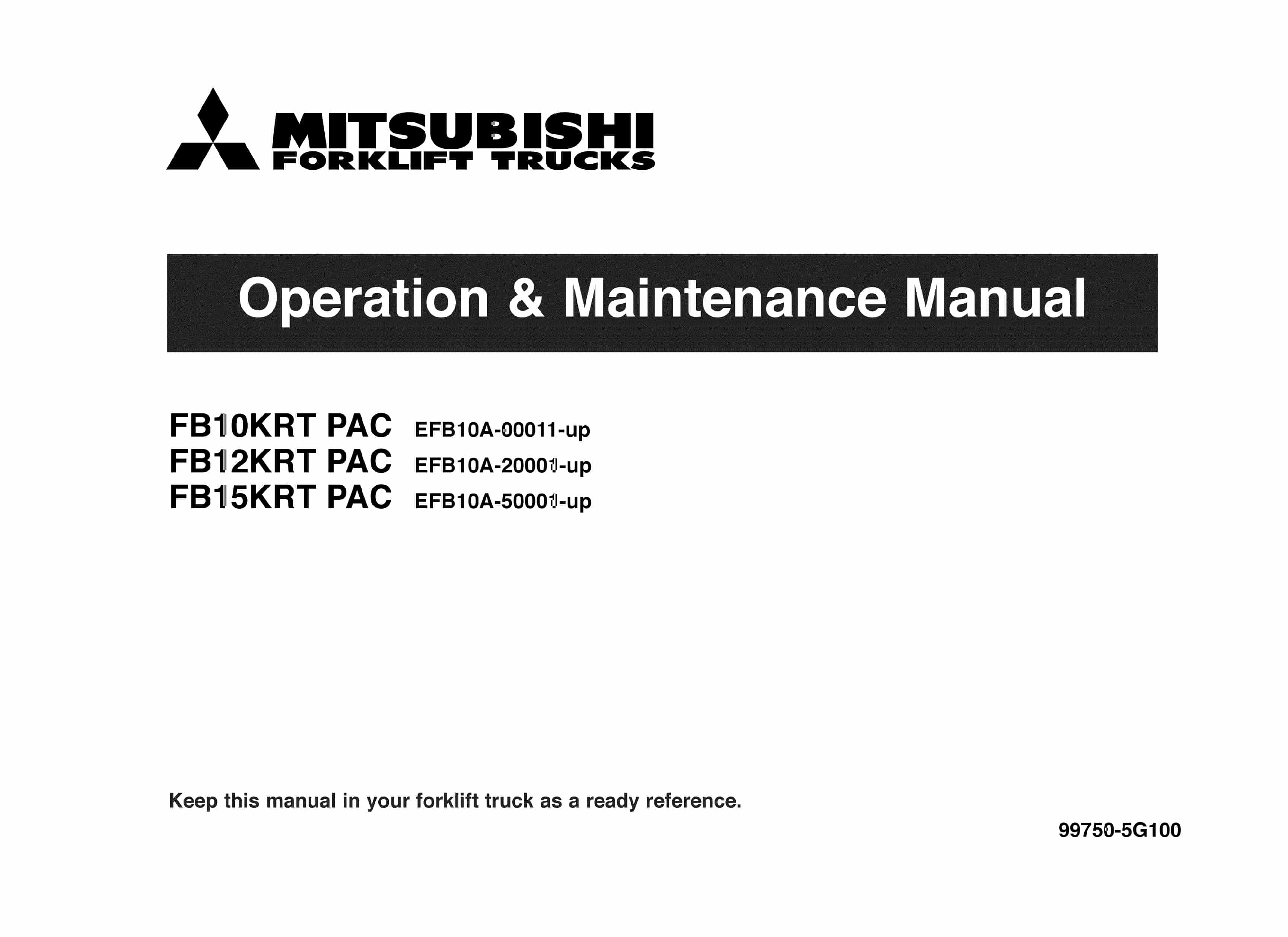 Mitsubishi FB10-12-15KRT PAC Operation and Maintenance Manual 99750-5G100