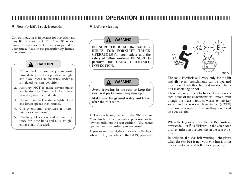 Alternative view of Mitsubishi FB10-12-15KRT PAC Operation and Maintenance Manual 99750-5G100