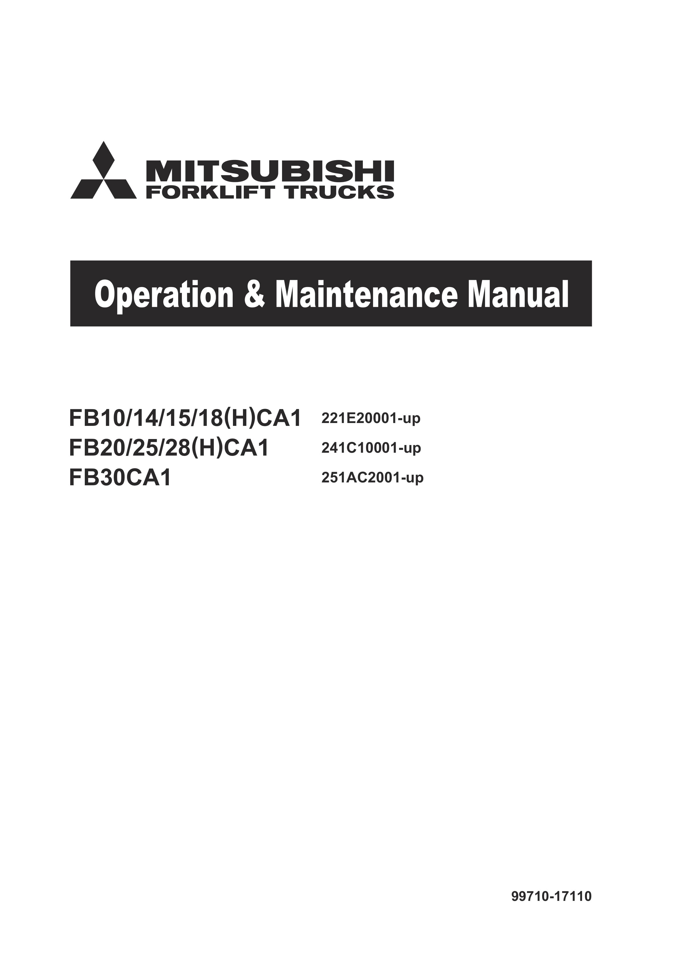 Mitsubishi FB10-28(H)CA1, FB30CA1 Operation and Maintenance Manual 99710-17110