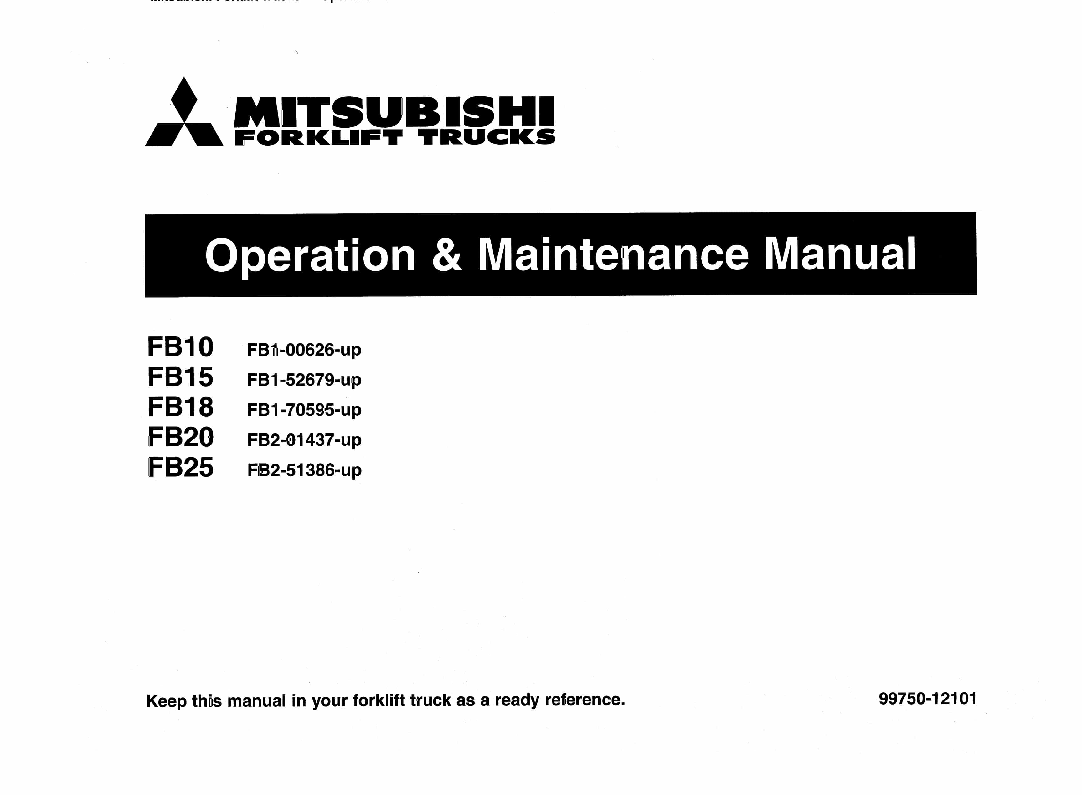 Mitsubishi FB10 to FB25 Operation and Maintenance Manual 99750-12101