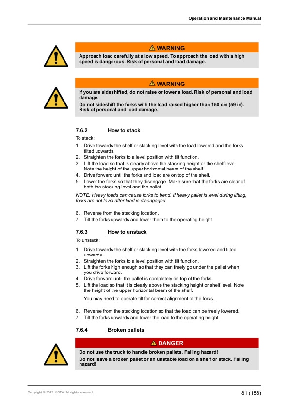 Alternative view of Mitsubishi FB14-20A(C)NT, FB16-20A(C)N Operation and Maintenance Manual 654390 EN A