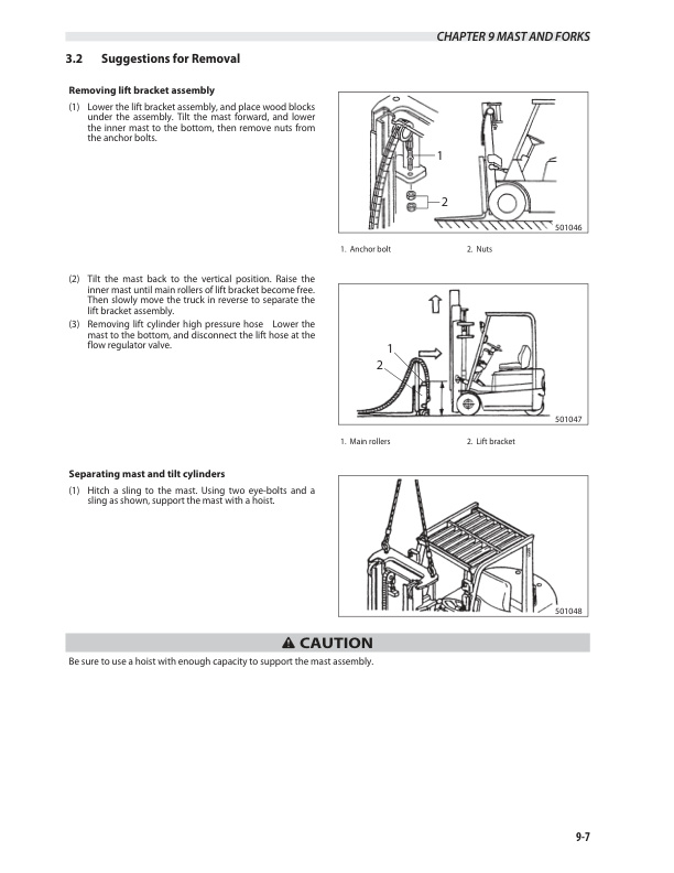 Mitsubishi FB16PNT, FB18PNT, FB20PNT Chassis and Mast Service Manual 99759-7M110-4