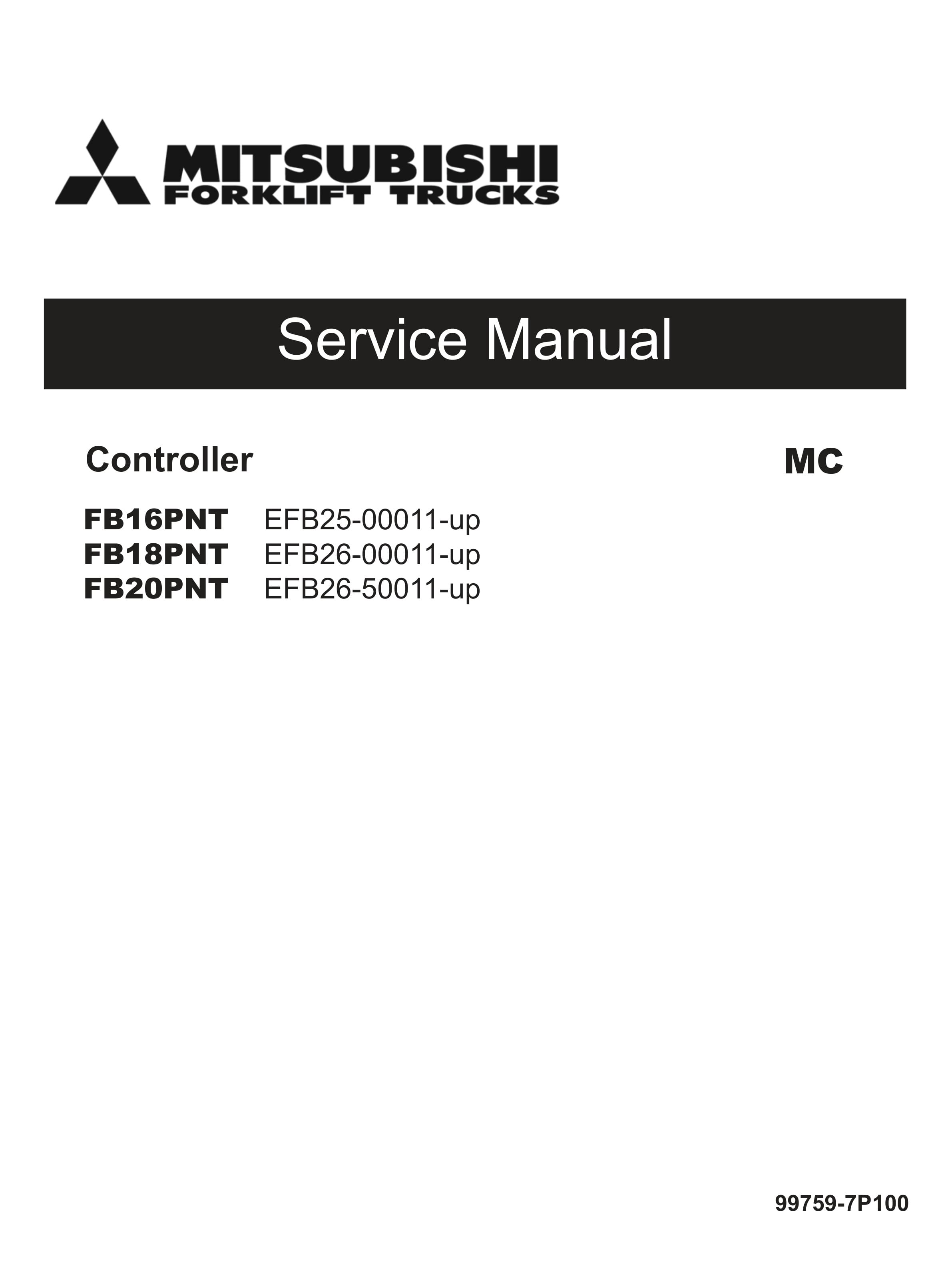 Mitsubishi FB16PNT, FB18PNT, FB20PNT Controller Service Manual 99759-7P100