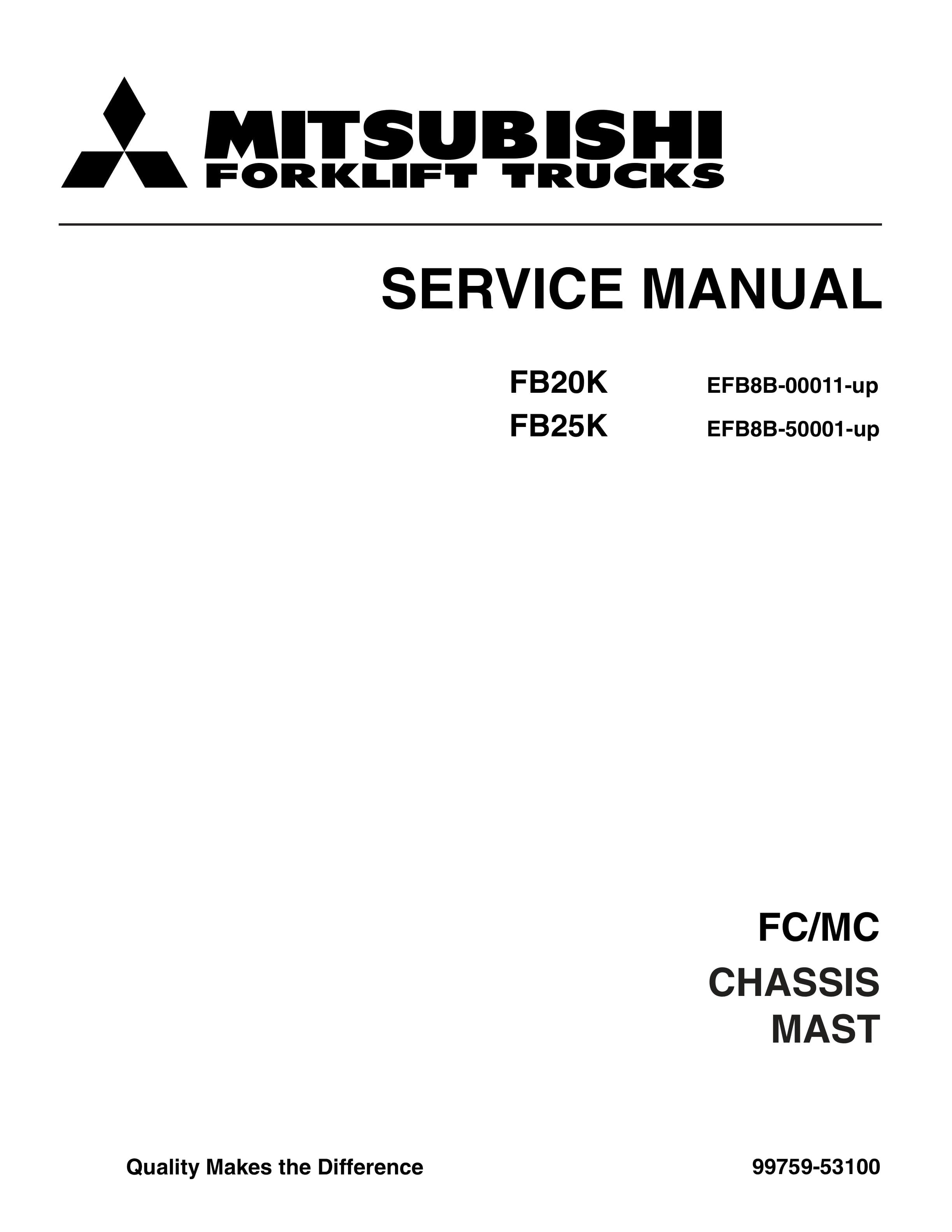 Mitsubishi FB20K, FB25K Chassis Mast Service Manual 99759-53100