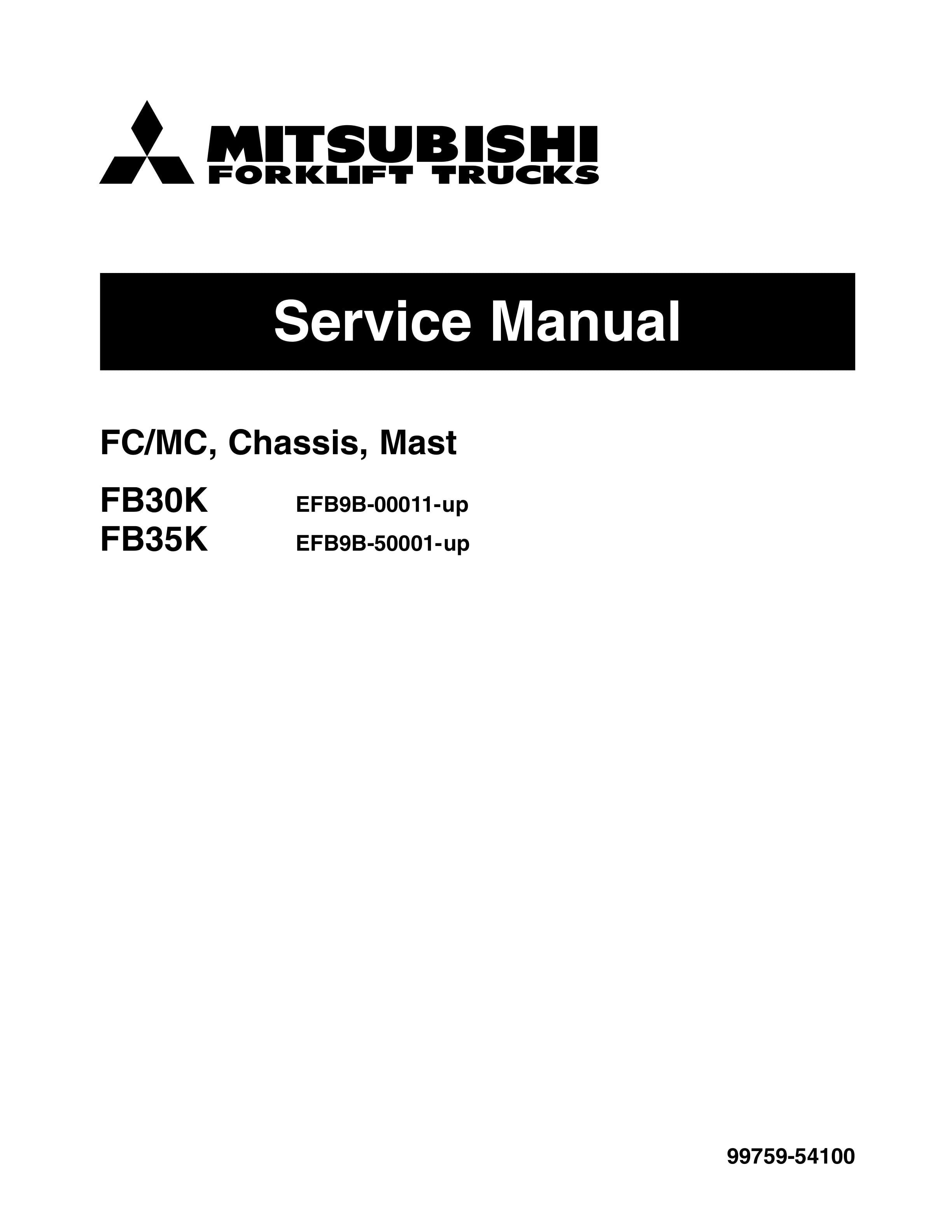 Mitsubishi FB30K, FB35K Chassis Mast Service Manual 99759-54100