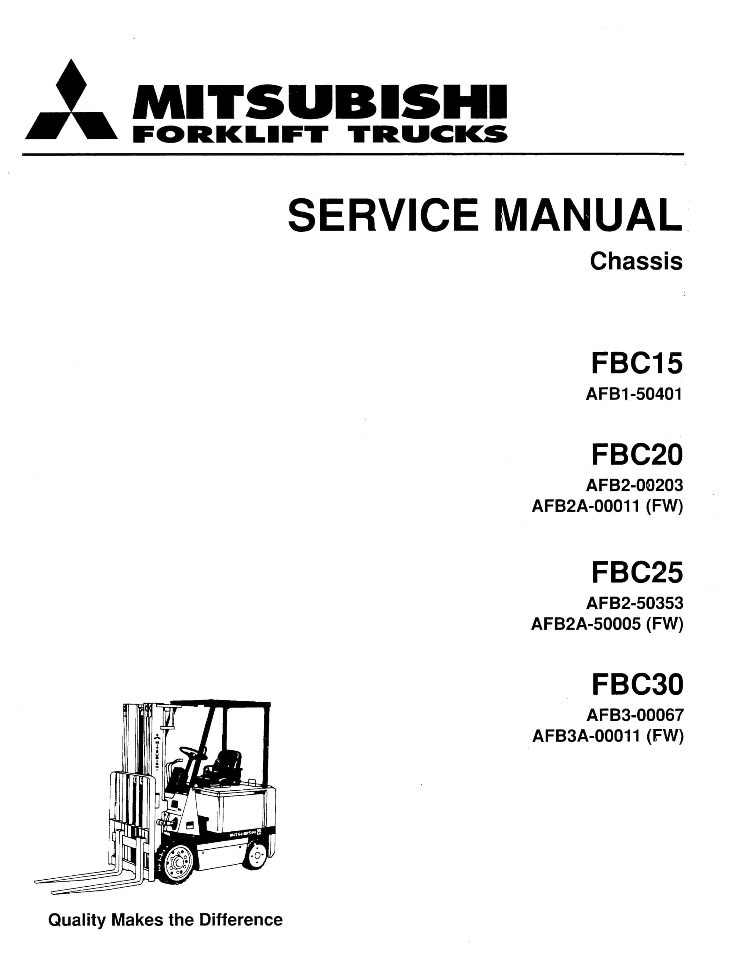 Mitsubishi FBC15, FBC20, FBC25, FBC30 Chassis Service Manual 99719-74100
