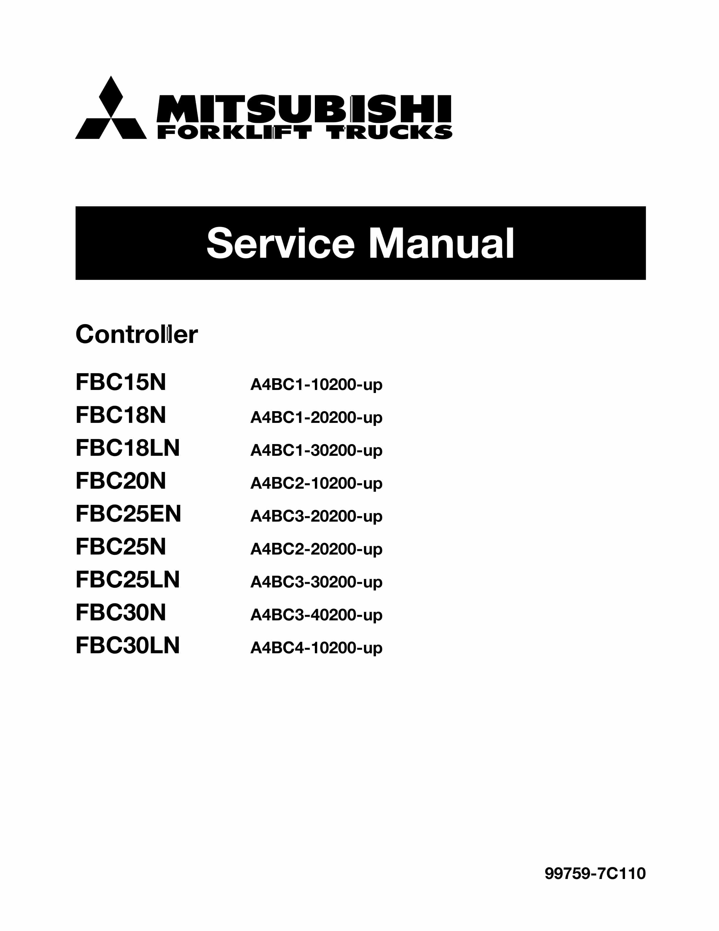 Mitsubishi FBC15N to FBC30LN Controller Service Manual 99759-7C110