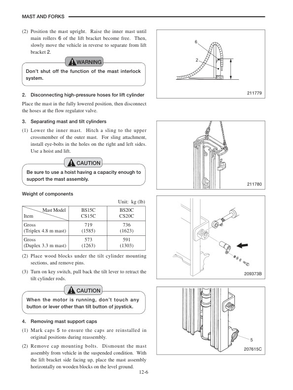 Mitsubishi FBC15NS, FBC18NS, FBC20NS Chassis and Mast Service Manual 99759-78110-5
