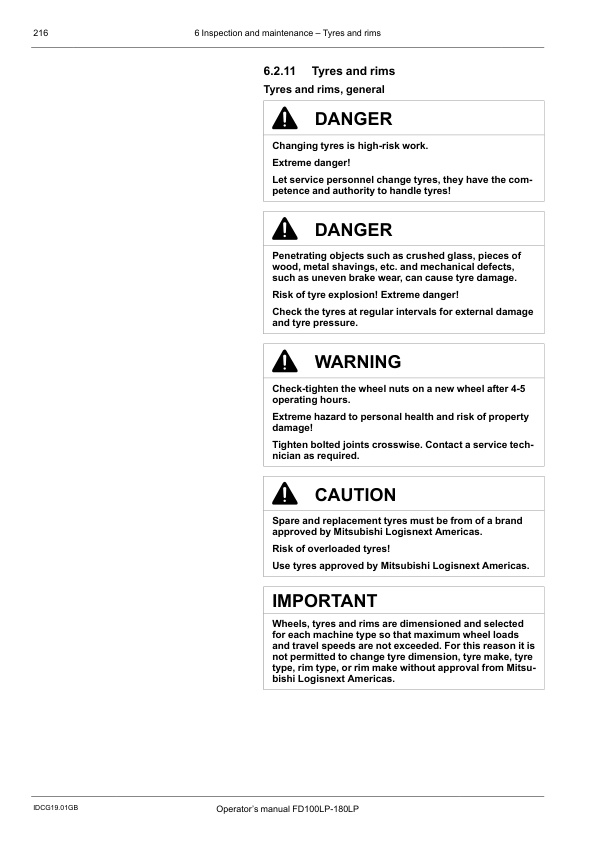 Mitsubishi FD100LP-180LP Forklift Trucks Operator Manual OMFAA-SB407-210 5 Mitsubishi FD100LP-180LP Forklift Trucks Operator Manual OMFAA-SB407-210 - Image 5