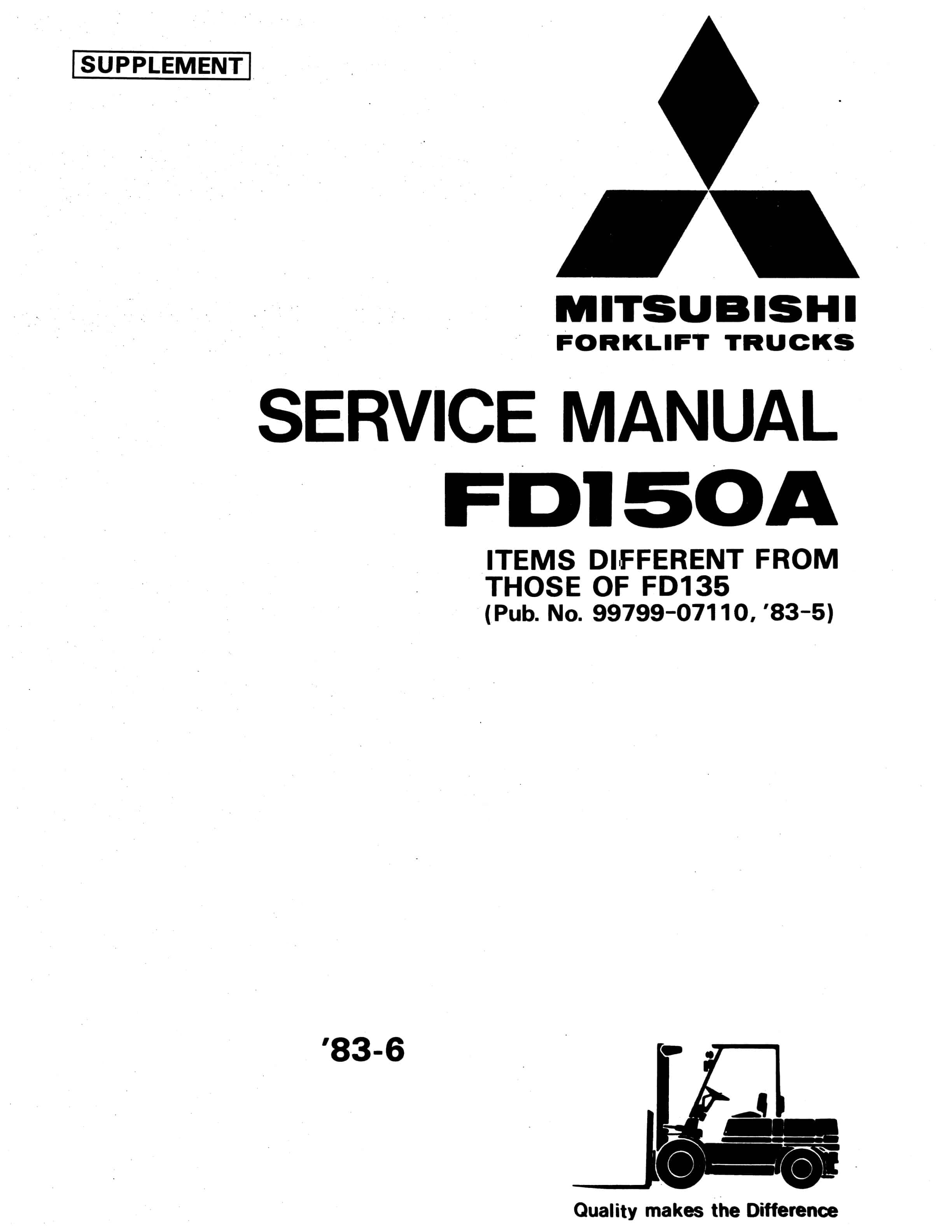 Mitsubishi FD150A Service Manual 99799-07111