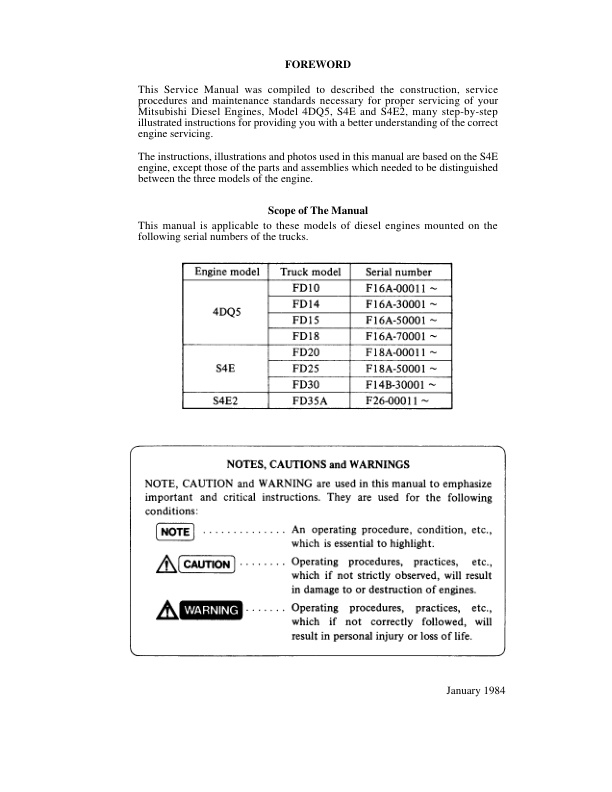 Alternative view of Mitsubishi FD20A, F18A Forklift Service Manual