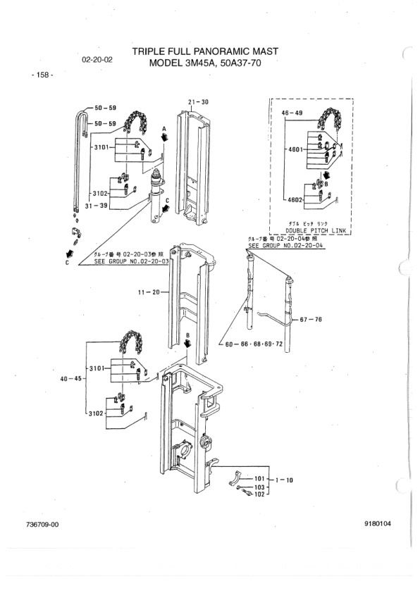 Mitsubishi FD35 to FD50 Chassis Mast Parts List-4
