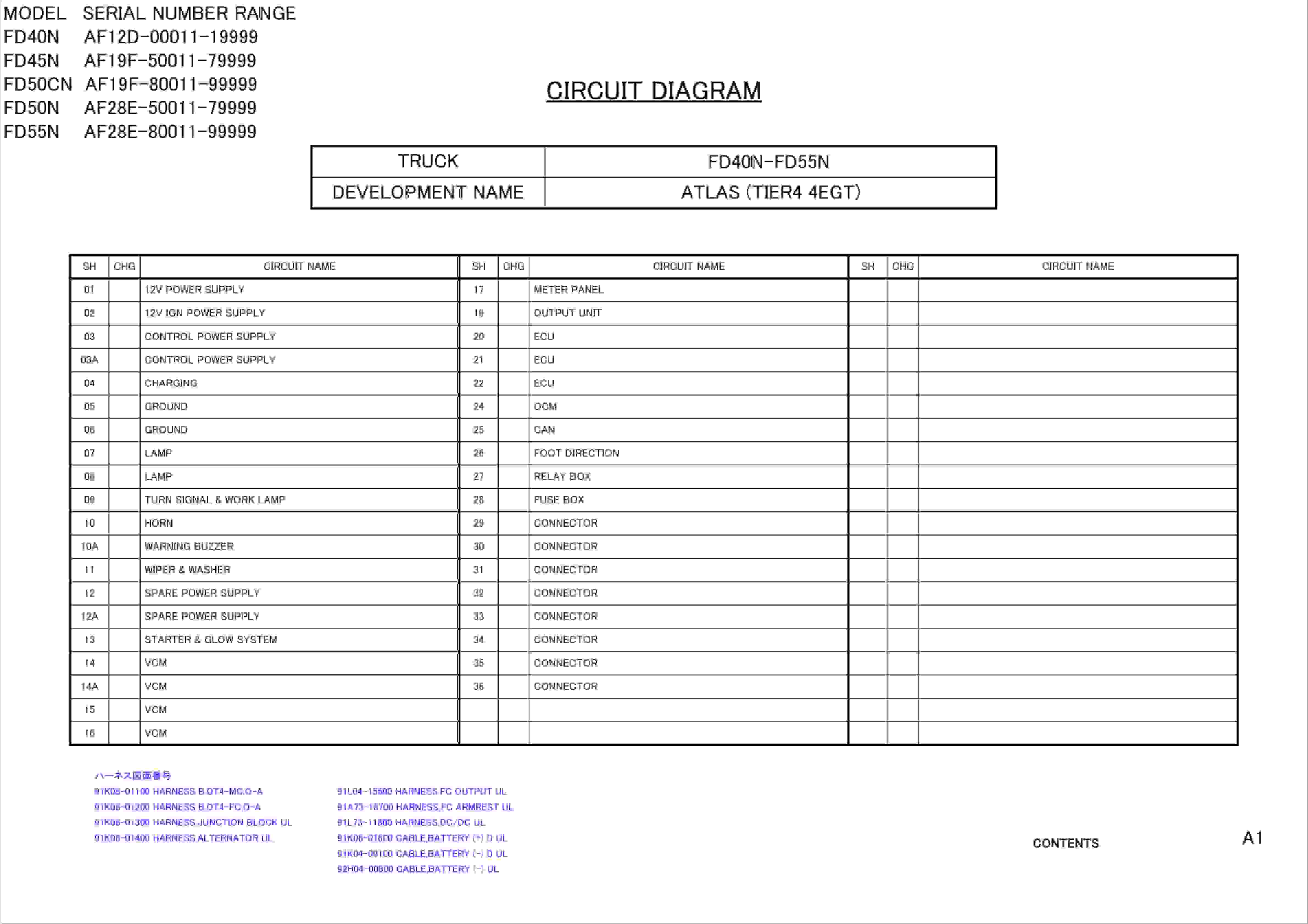 Mitsubishi FD40N to FD55N Circuit Diagrams SMFEA-AF12D-220S