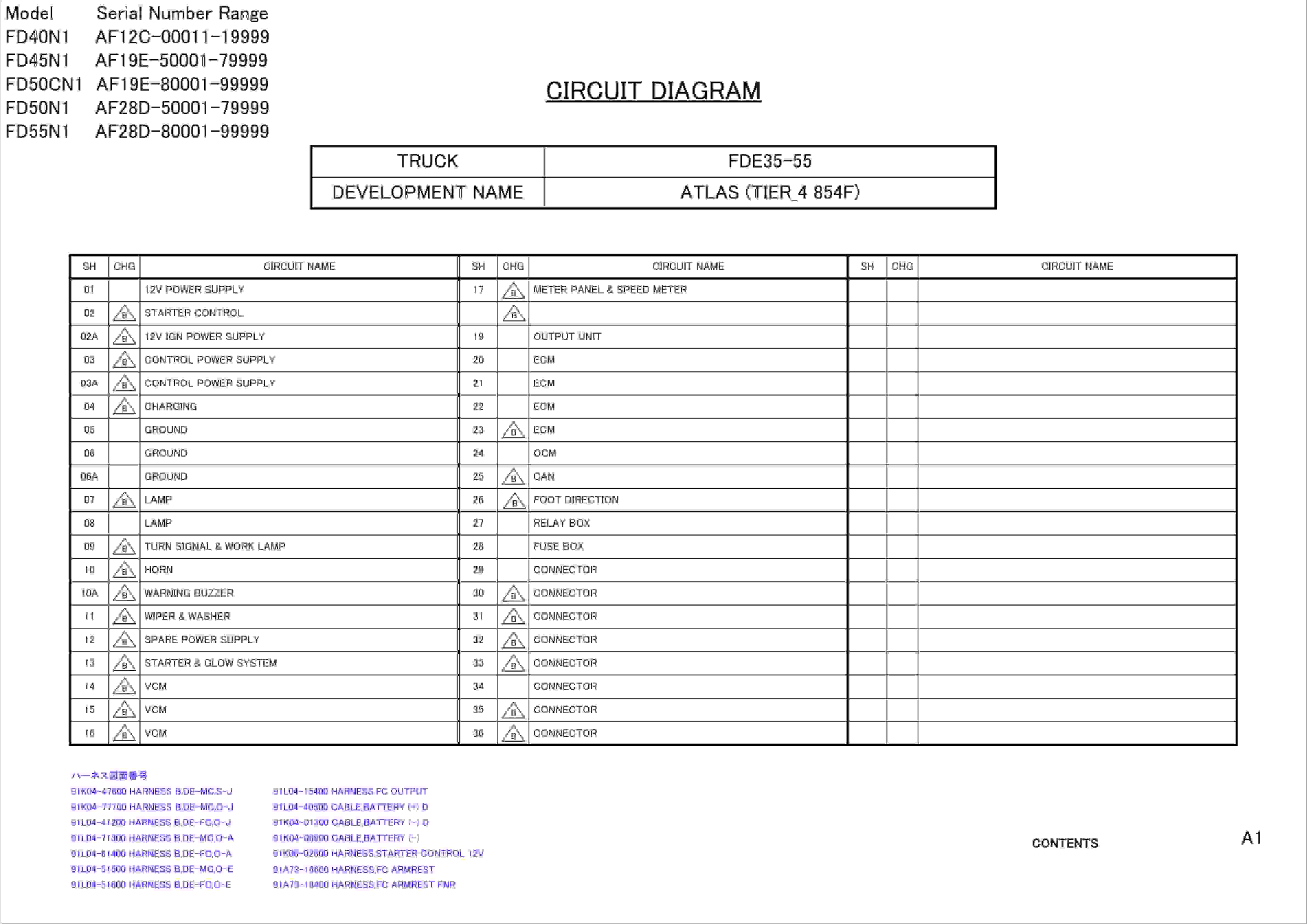Mitsubishi FD40N1 to FD55N1 Circuit Diagrams