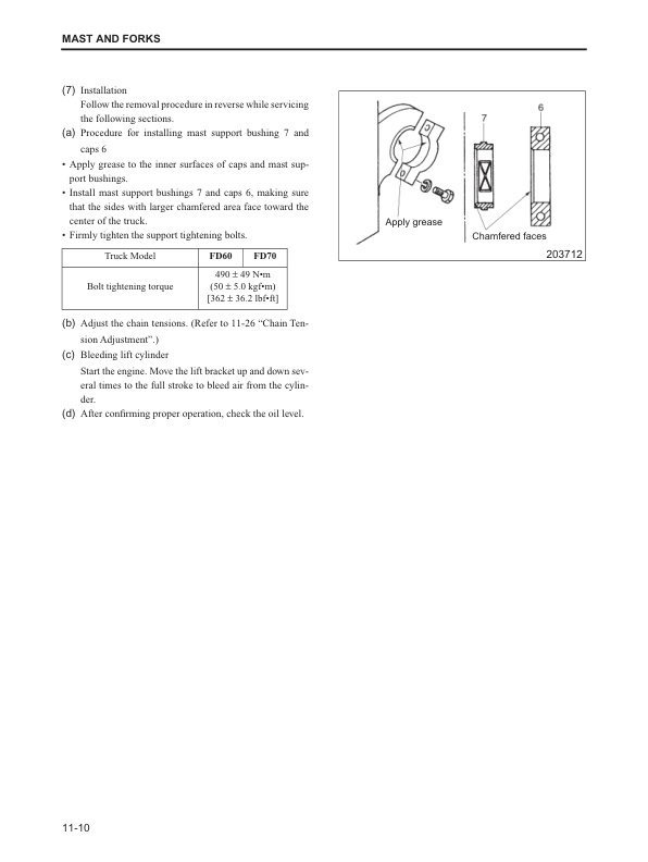 Mitsubishi FD60, FD70 Chassis, Mast and Options Service Manual 99709-57100-5