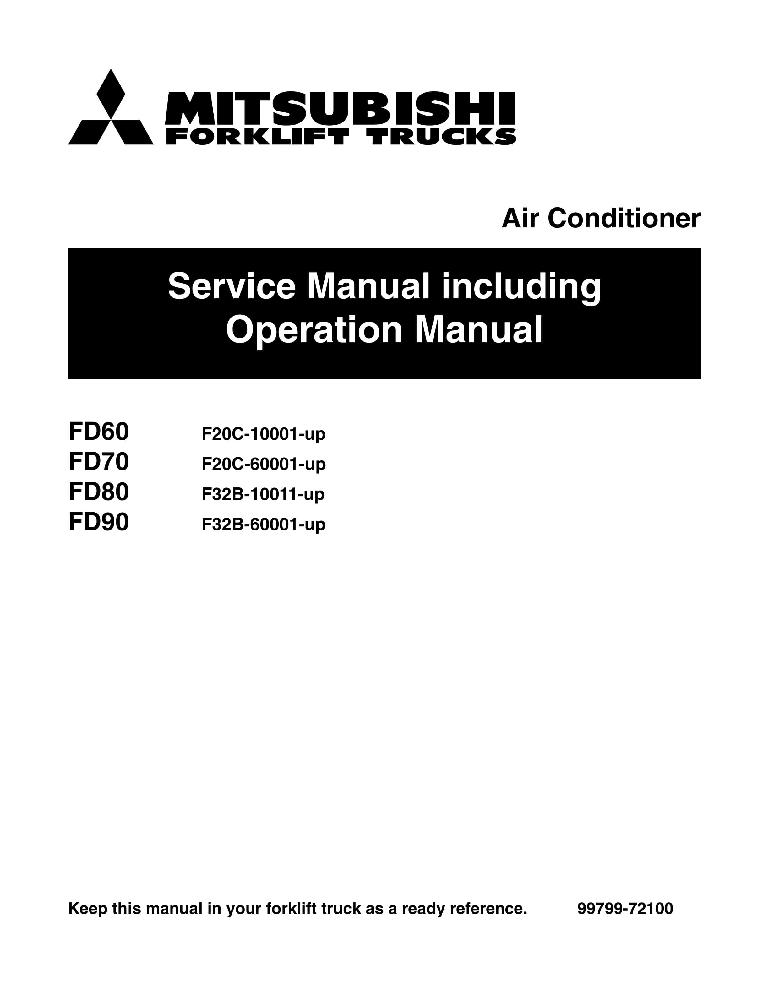 Mitsubishi FD60, FD70, FD80, FD90 Air Conditioner Service Manual 99799-72100