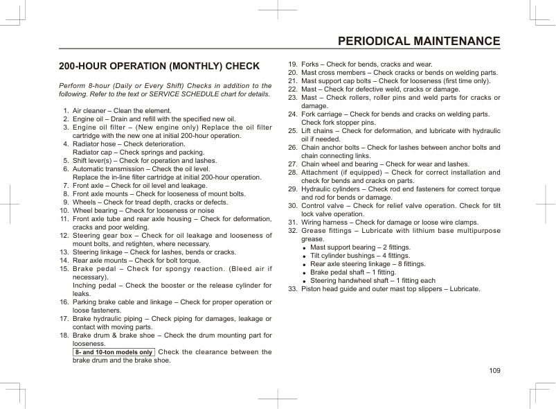 Mitsubishi FD60NH, FD70NH, FD80NH, FD100NH Forklift Trucks Operation and Maintenance Manual OMFEG-J030C-230-4