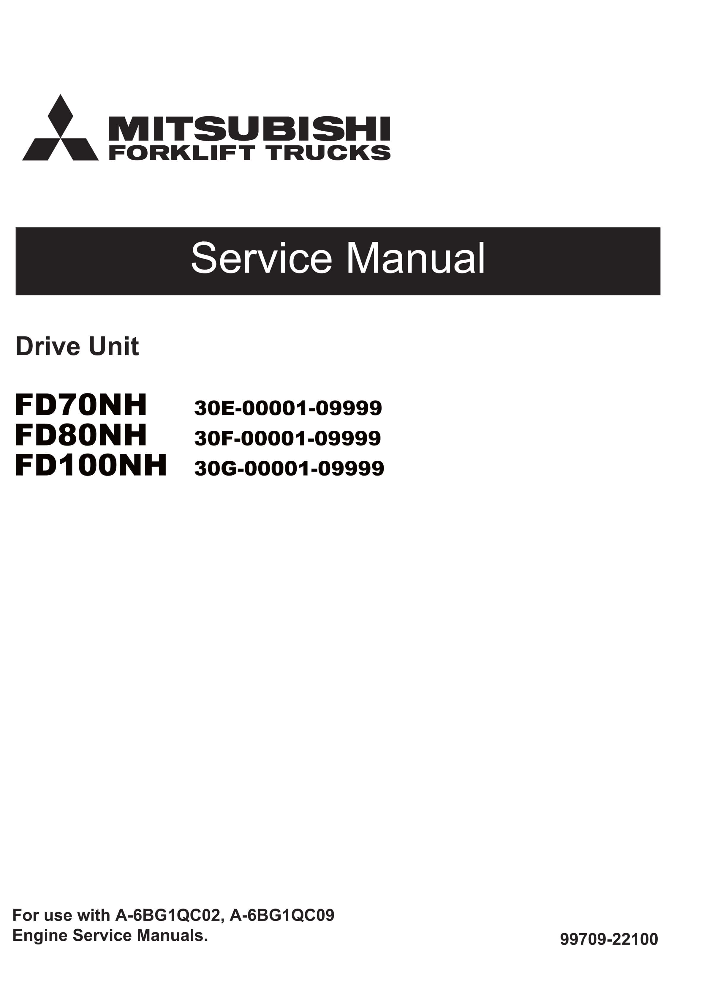 Mitsubishi FD70NH, FD80NH, FD100NH Drive Unit Service Manual 99709-22100