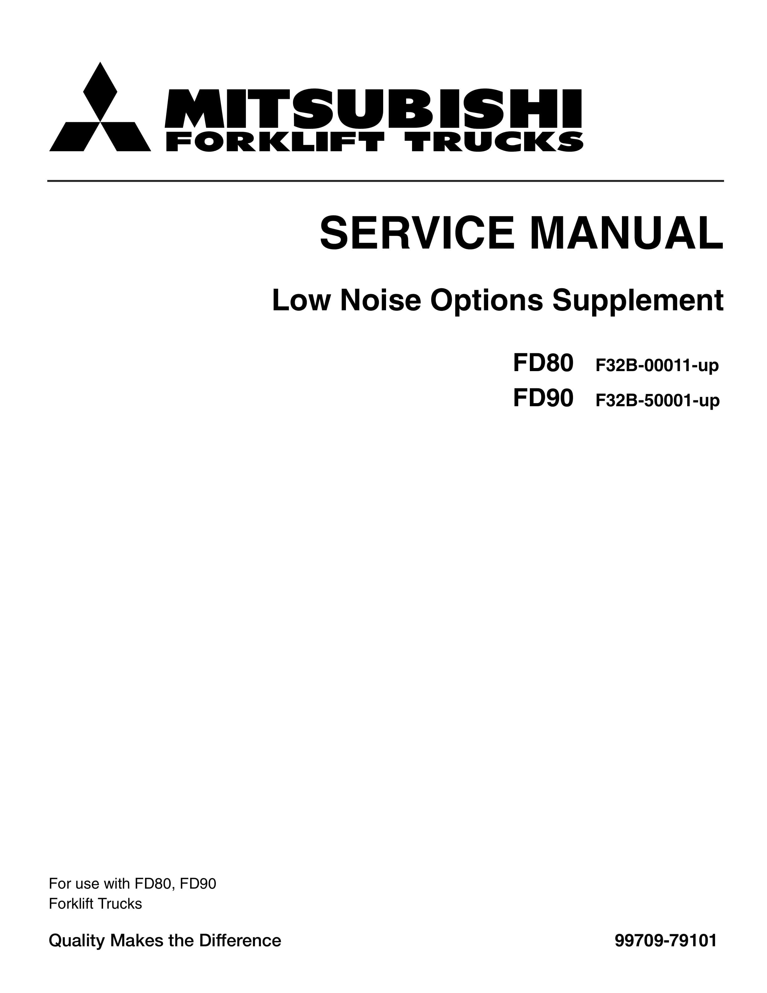 Mitsubishi FD80, FD90 Low Noise Options Supplement Service Manual 99709-79101