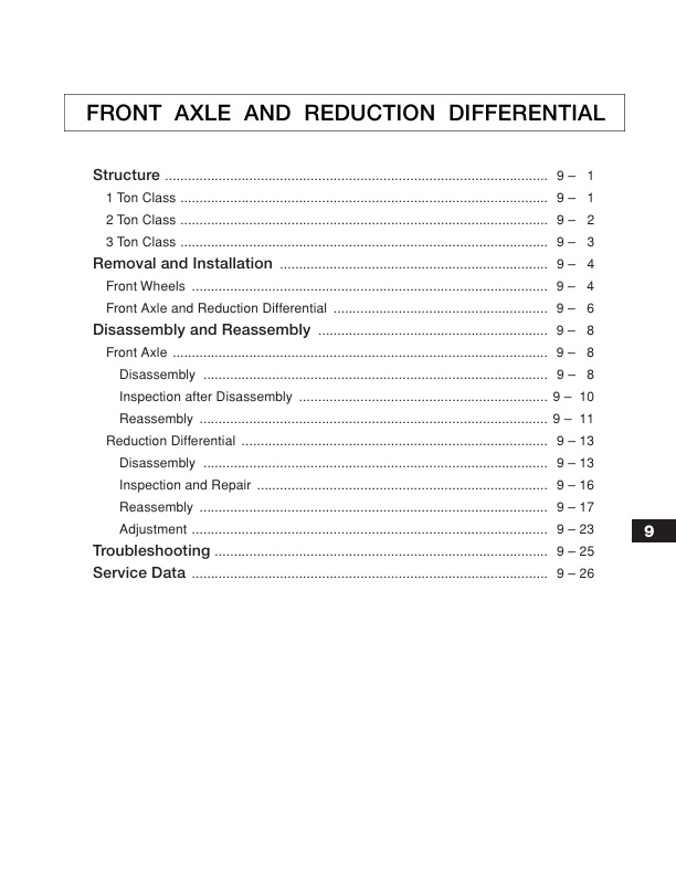 Alternative view of Mitsubishi FG10N-35AN, FGE10N-35AN, FD10N-35AN Chassis and Mast Service Manual 99719-15120