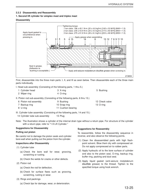 Mitsubishi FG10N-35AN, FGE15N-35AN, FD10N-35AN Chassis and Mast Service Manual 99719-18110-3