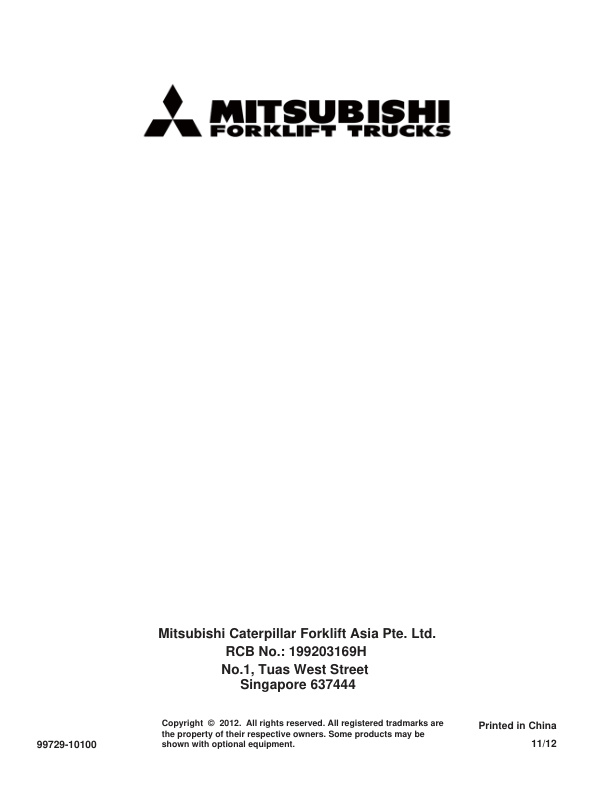 Alternative view of Mitsubishi FG20S-30S, FD20HS-30HS Chassis and Mast Service Manual 99729-10100