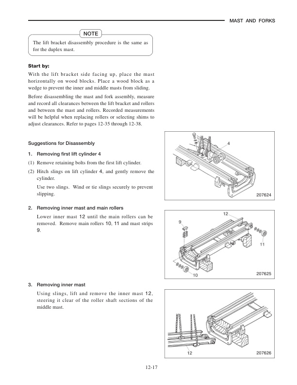 Mitsubishi FGC15K, FGC18K, FGC20K, FGC20K HO, FGC25K, FGC25K HO, FGC30K Chassis and Mast Service Manual 99719-70150-5