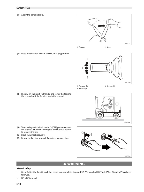Mitsubishi FGC35K to FGC70K-STC Operation and Maintenance Manual 99730-76120-2